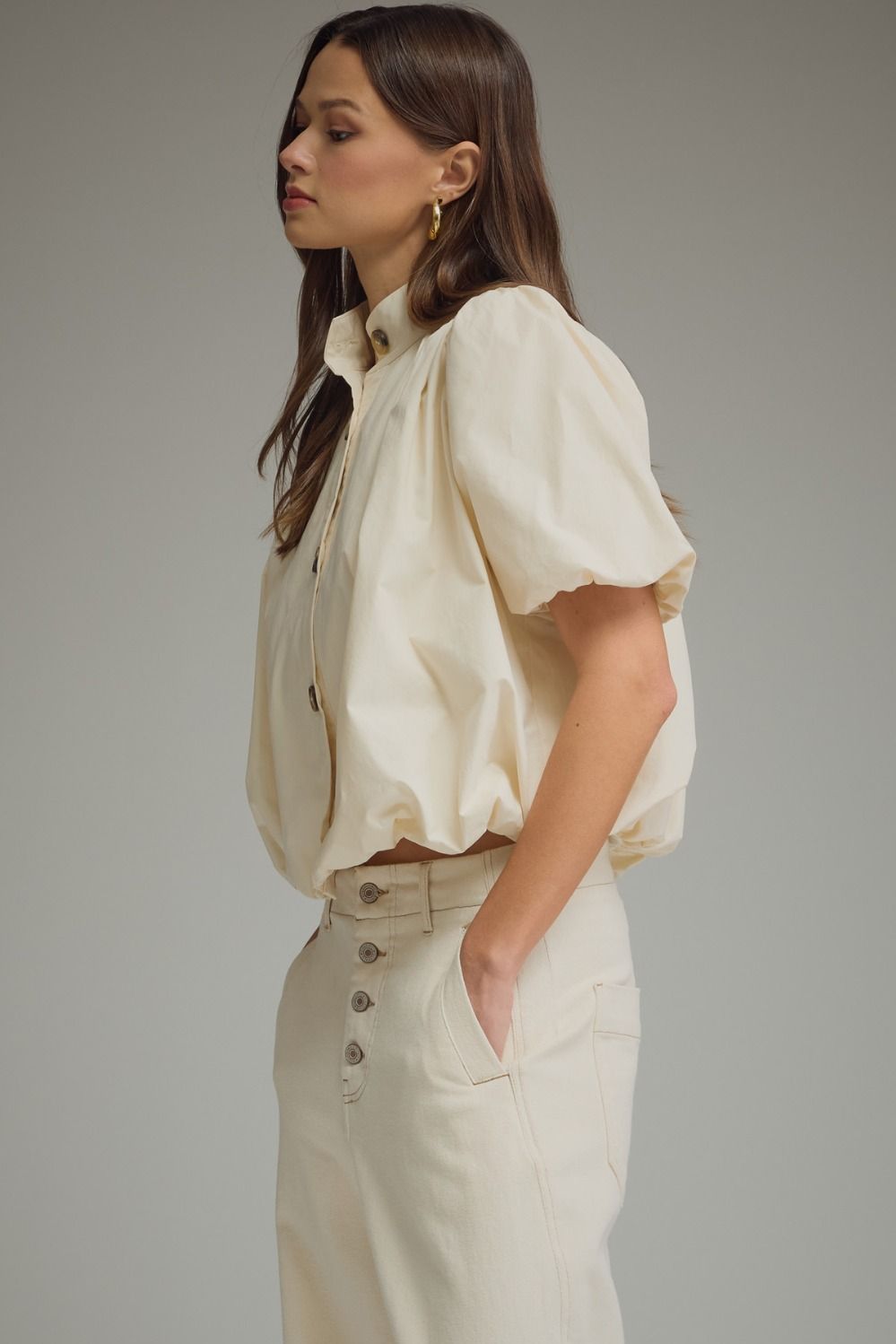 Puff Sleeve Bubble Top - Ecru