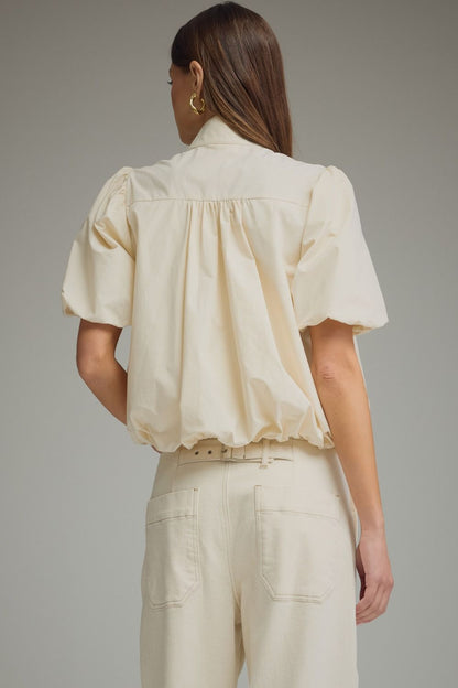 Puff Sleeve Bubble Top - Ecru