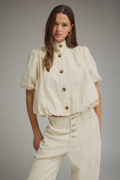 Puff Sleeve Bubble Top - Ecru