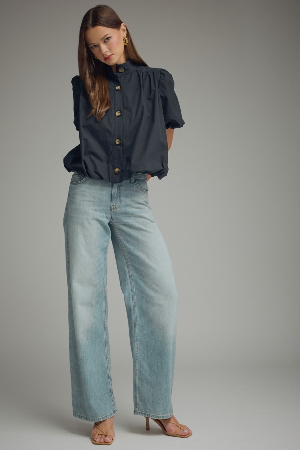 Puff Sleeve Bubble Top - Black