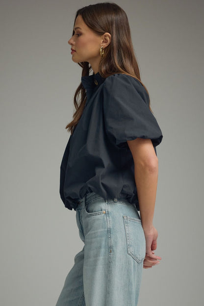 Puff Sleeve Bubble Top - Black