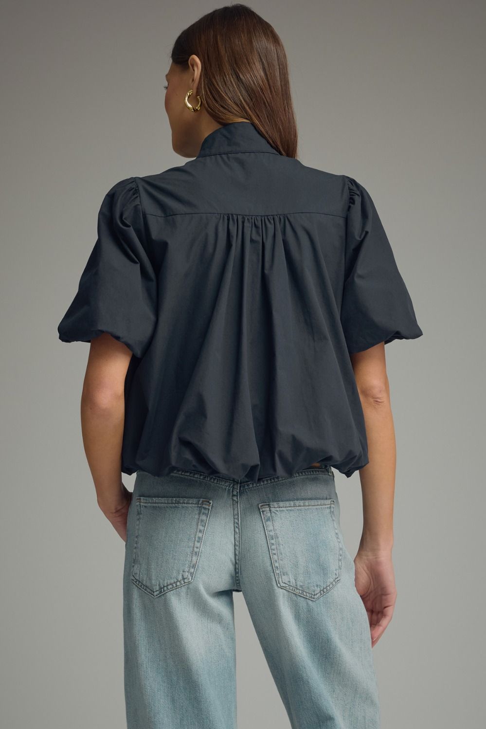 Puff Sleeve Bubble Top - Black