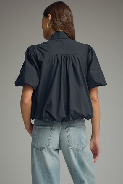 Puff Sleeve Bubble Top - Black