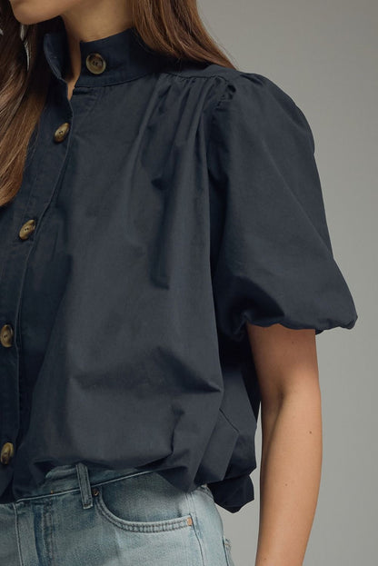 Puff Sleeve Bubble Top - Black