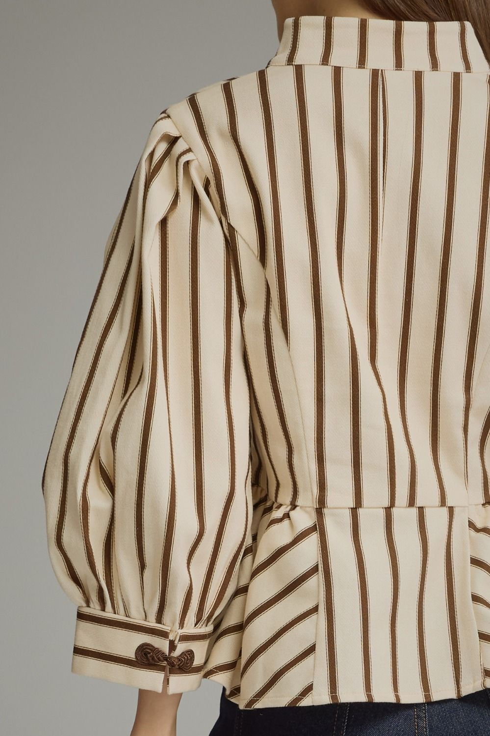 Striped Peplum Top - Brown
