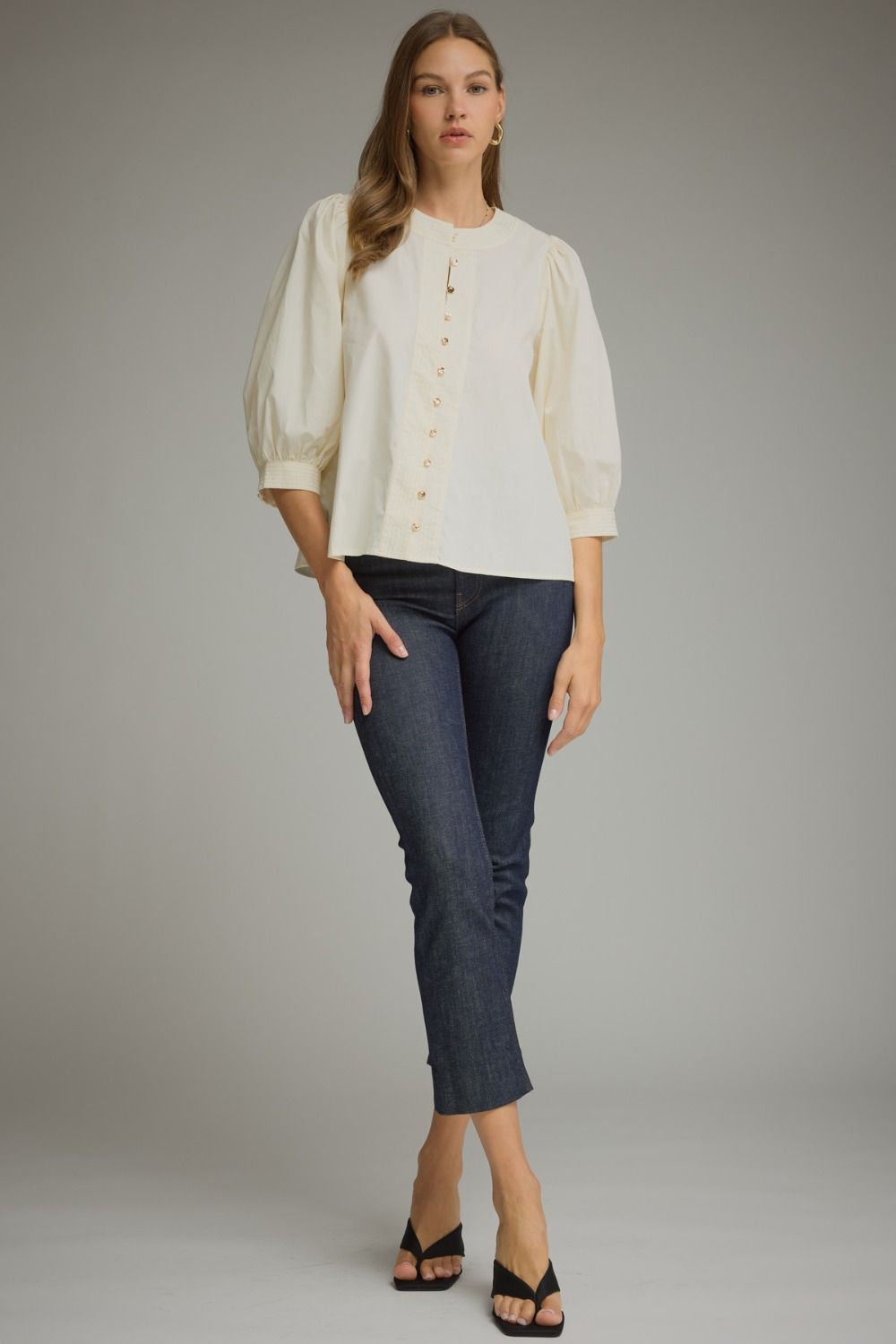 Balloon Sleeve Top - Cream