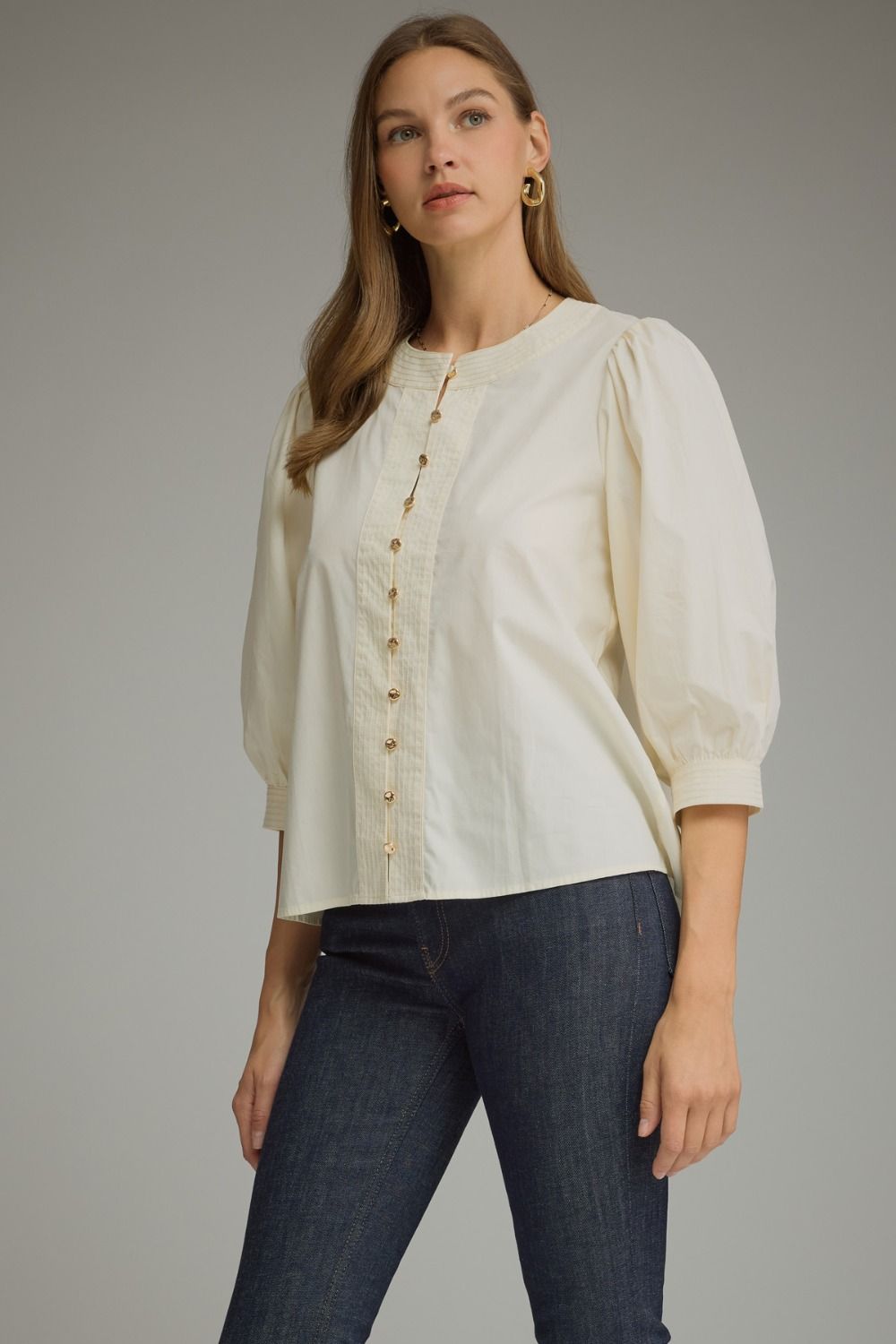 Balloon Sleeve Top - Cream