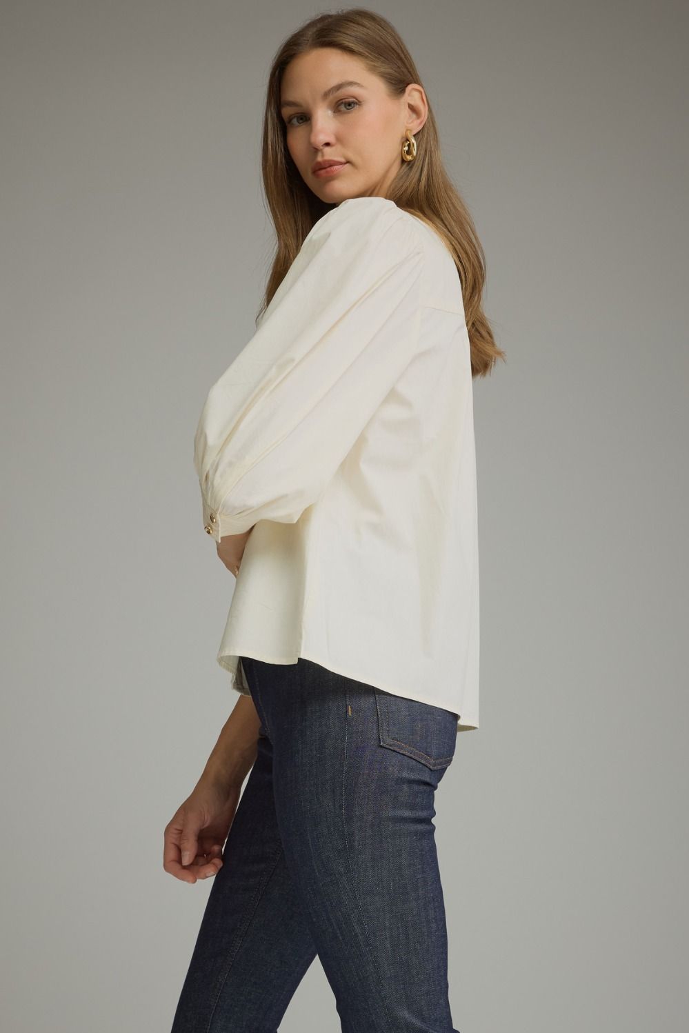 Balloon Sleeve Top - Cream
