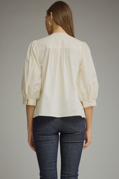 Balloon Sleeve Top - Cream