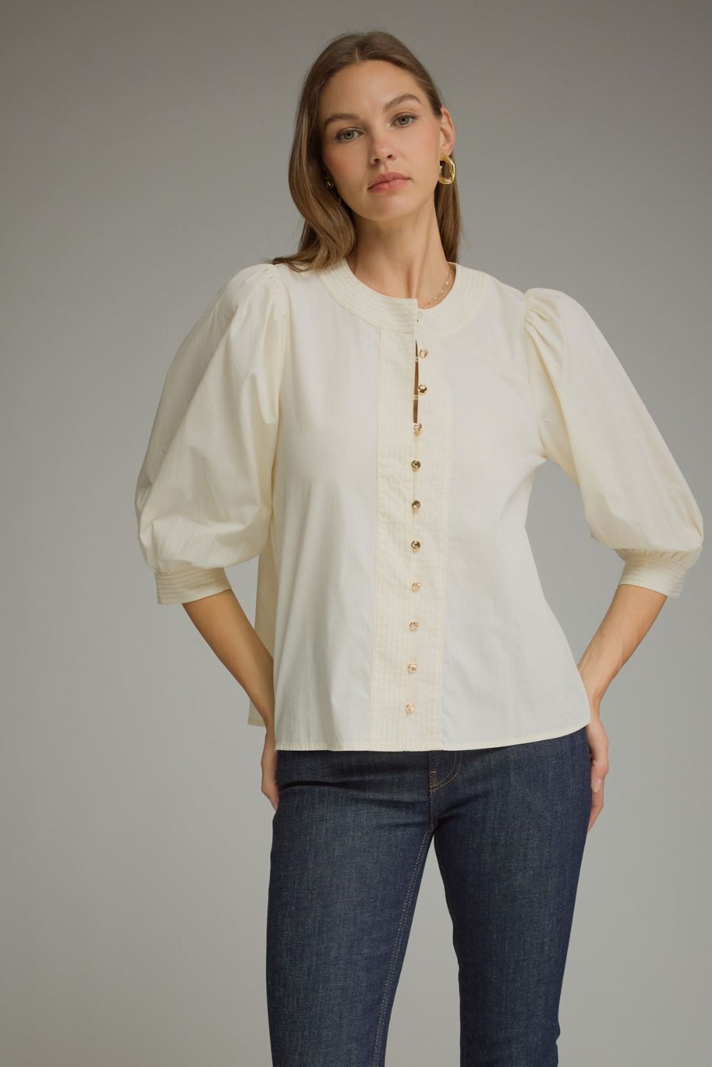 Balloon Sleeve Top - Cream