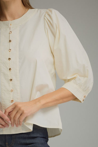Balloon Sleeve Top - Cream