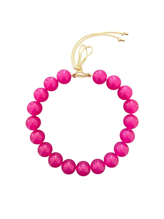 Chunky Beaded Necklace - Hot Pink