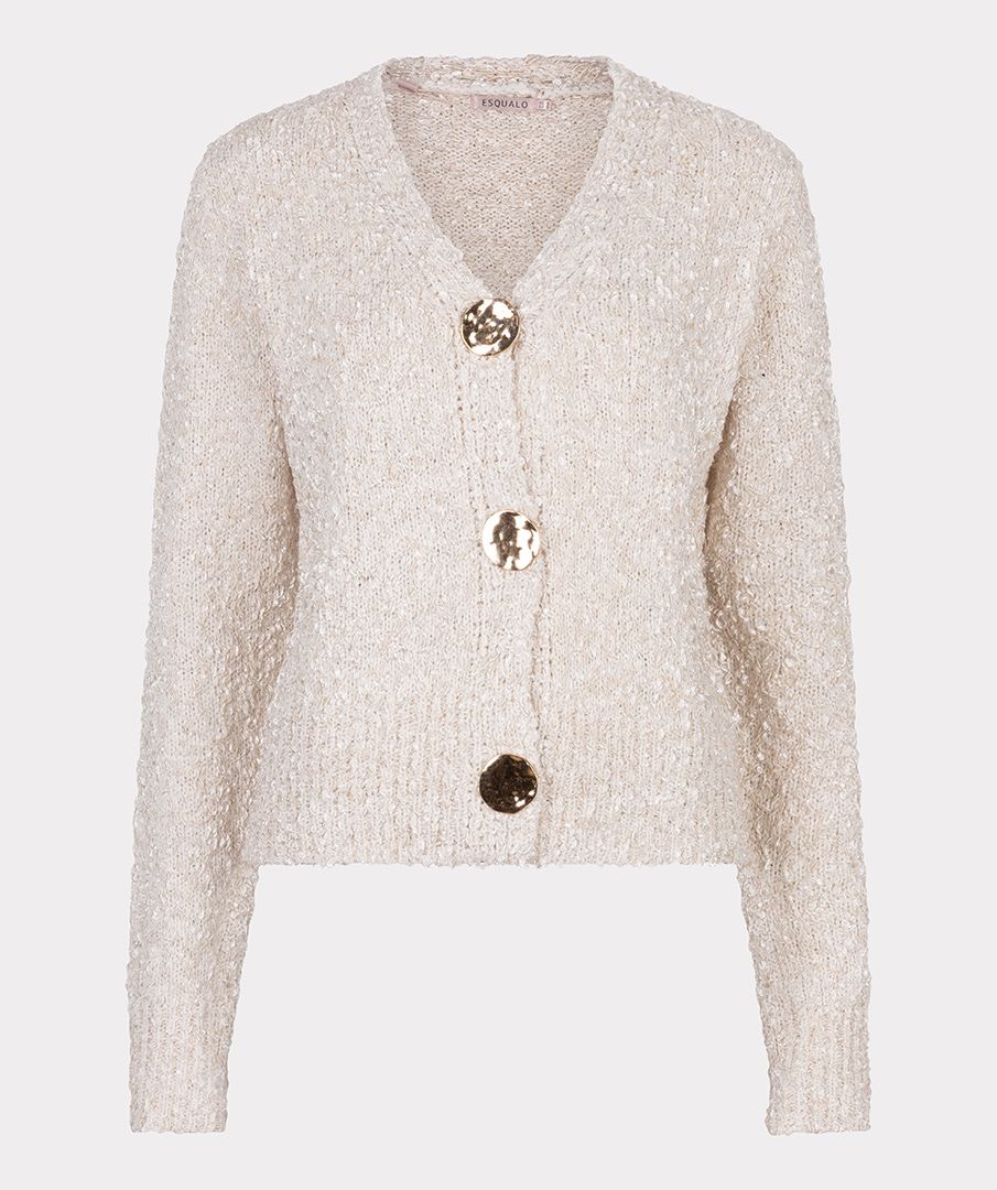 Fancy Button Cardigan Sweater - Off White