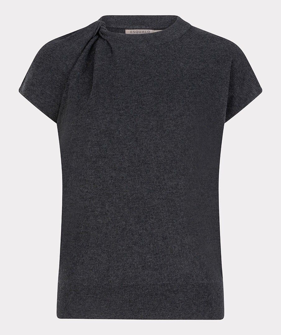 Twisted Short Sleeve Sweater Top- Anthracite