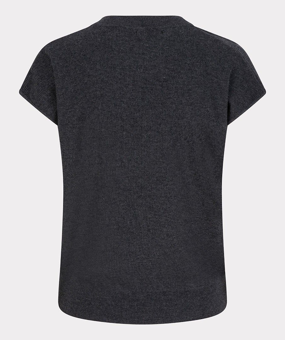 Twisted Short Sleeve Sweater Top- Anthracite