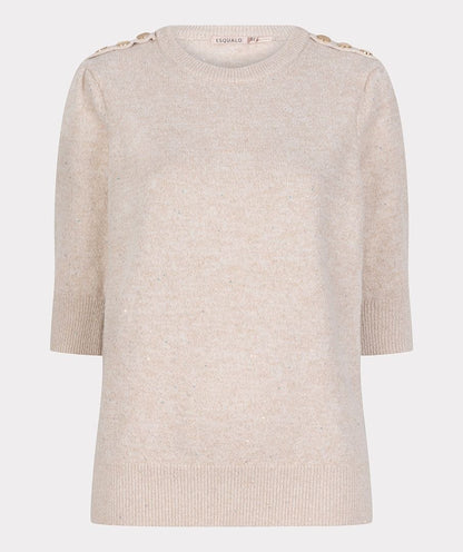 Sequin Short Sleeve Sweater - Sand