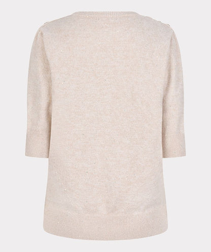 Sequin Short Sleeve Sweater - Sand