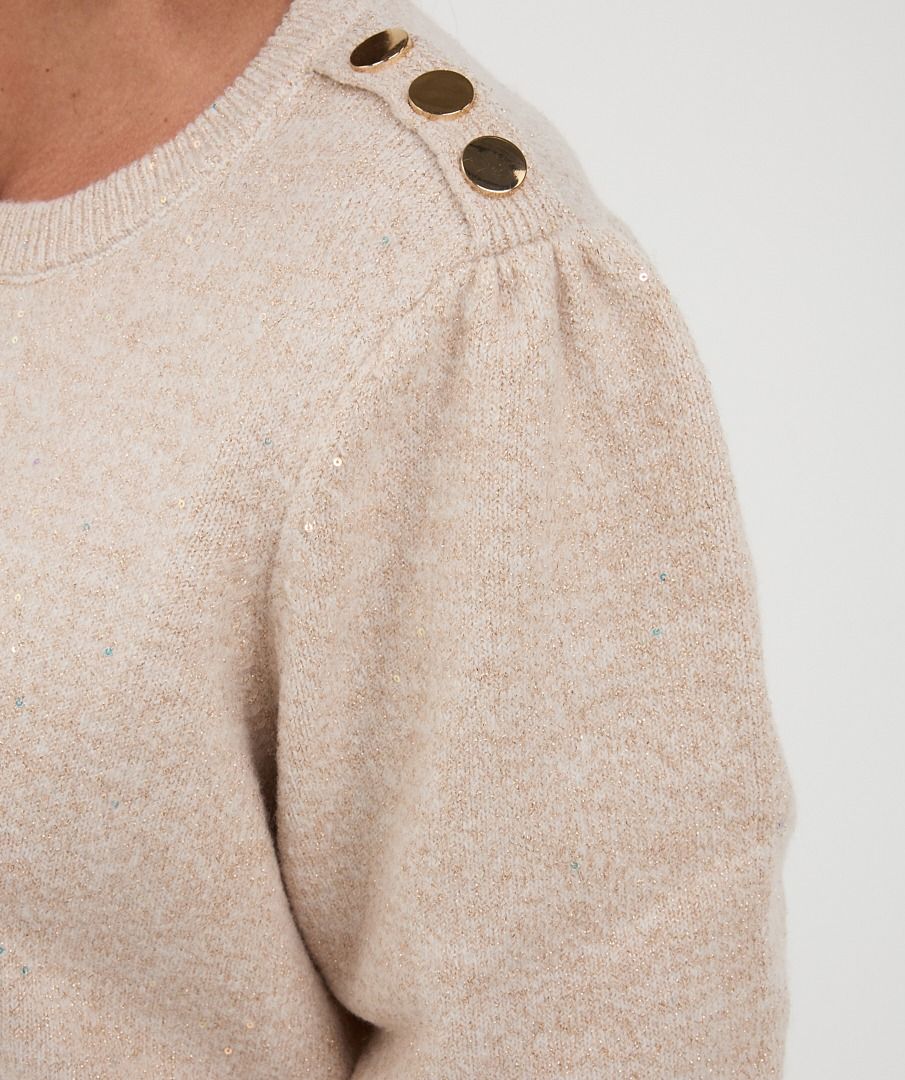 Sequin Short Sleeve Sweater - Sand