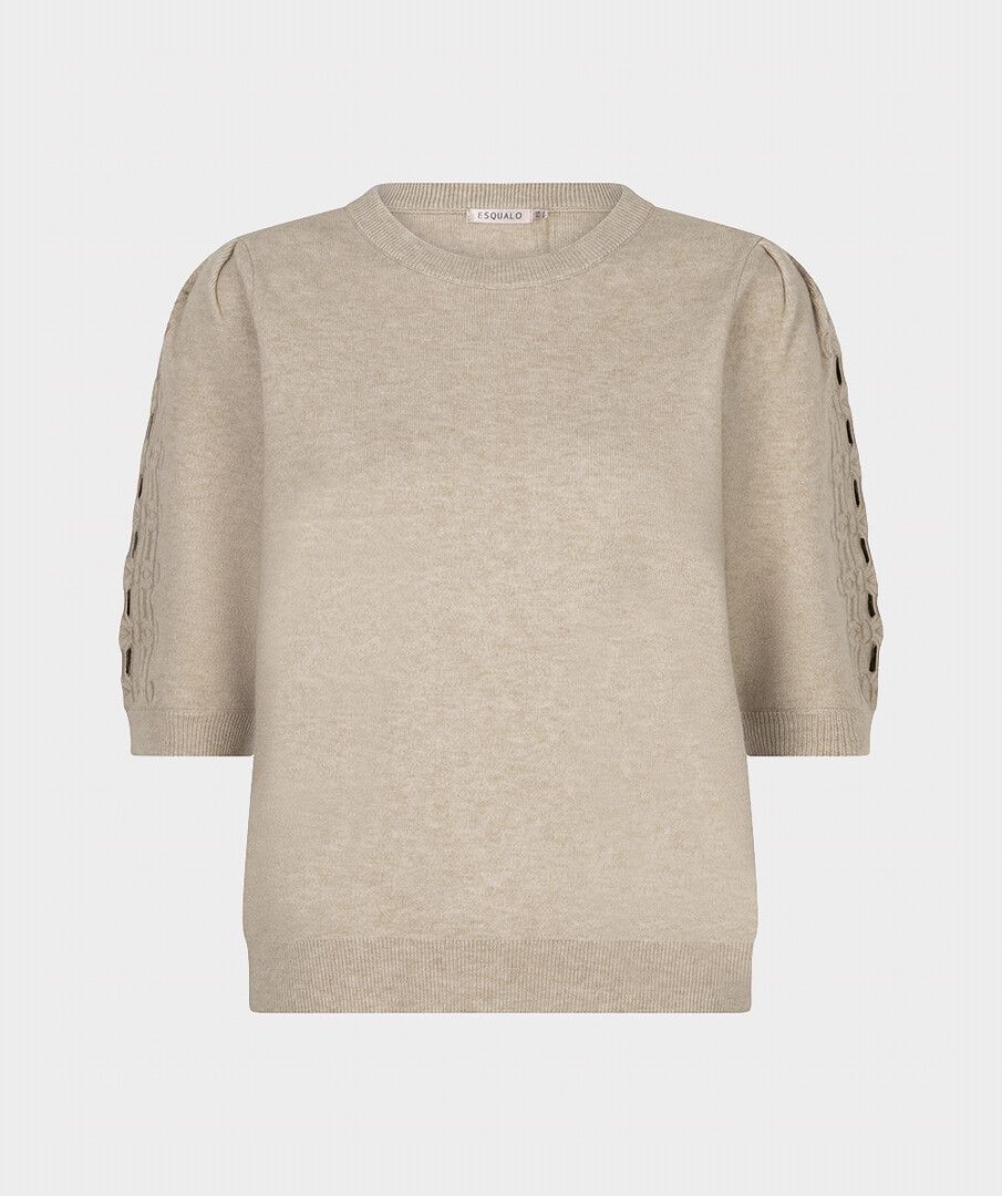 Embroidery Knit Sweater - Biscuit