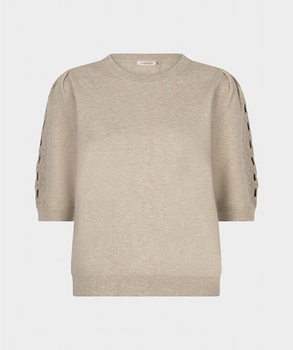 Embroidery Knit Sweater - Biscuit