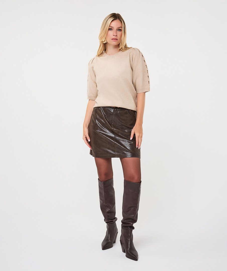 Embroidery Knit Sweater - Biscuit