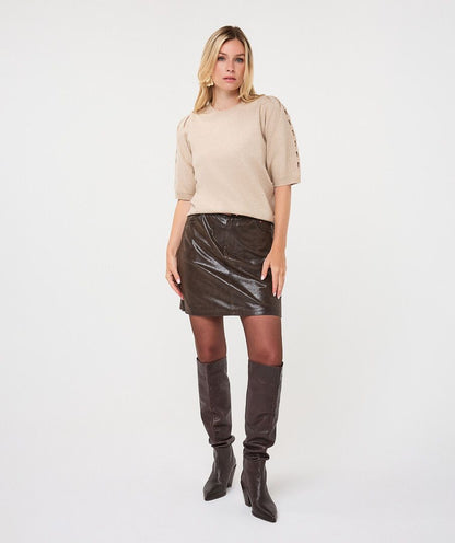 Embroidery Knit Sweater - Biscuit