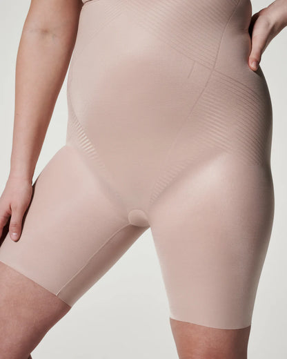 Spanx Shape Invisible High-Waisted Mid-Thigh Short - Champagne Beige