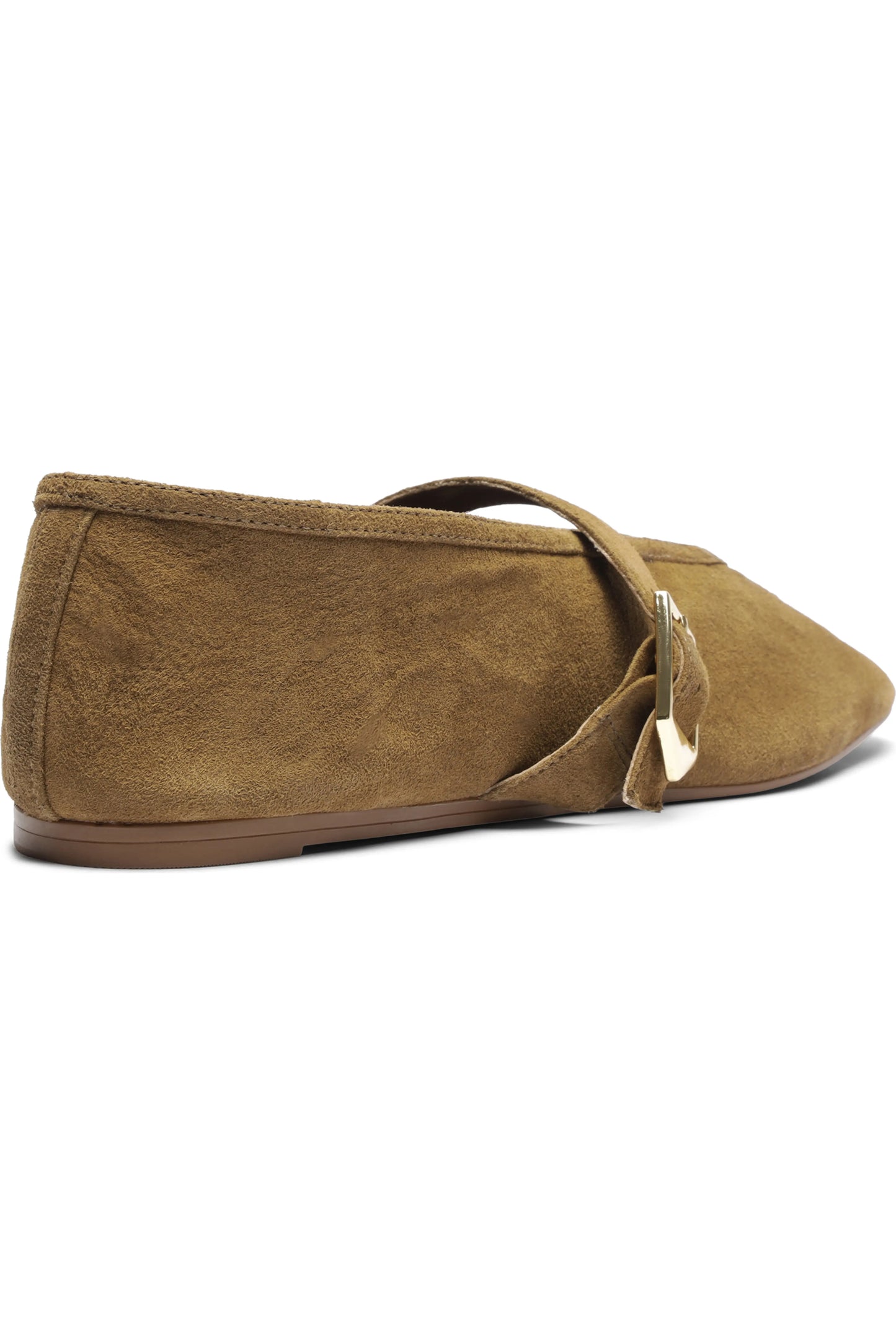 Vick Buckle Ballet Flat Shoe - Dried Olive Suede