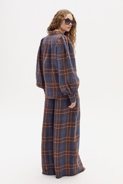 Camille Linen Shirt - Forest Checks