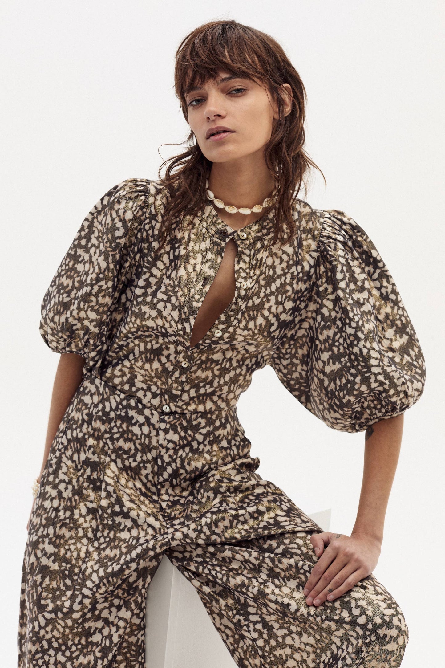 Bubble Linen Shirt - Impala Print