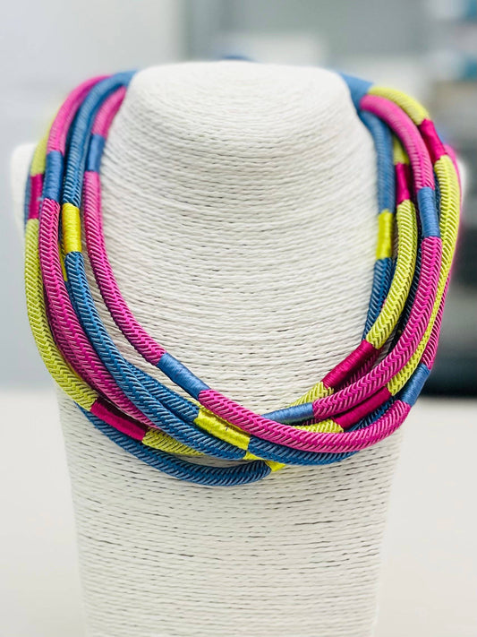 Slub 8-Strand Necklace - Periwinkle Multi