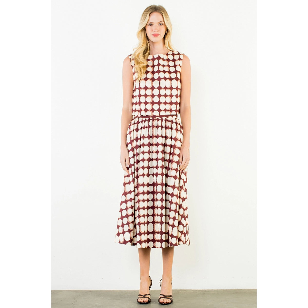 High Waisted Geometric Skirt - Brown