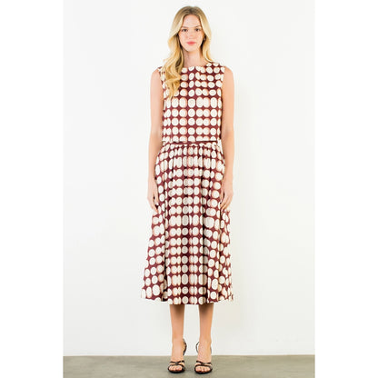 High Waisted Geometric Skirt - Brown