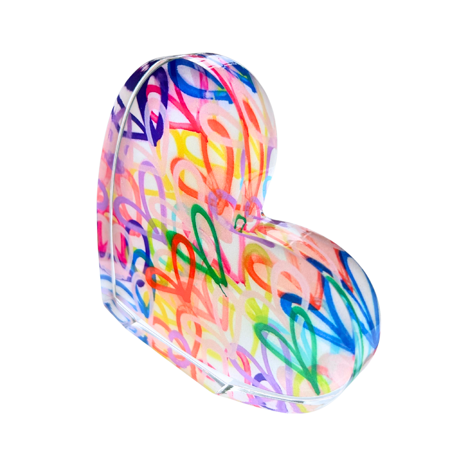 “Sideways Heart with Hearts” Acrylic Shelfie: Large