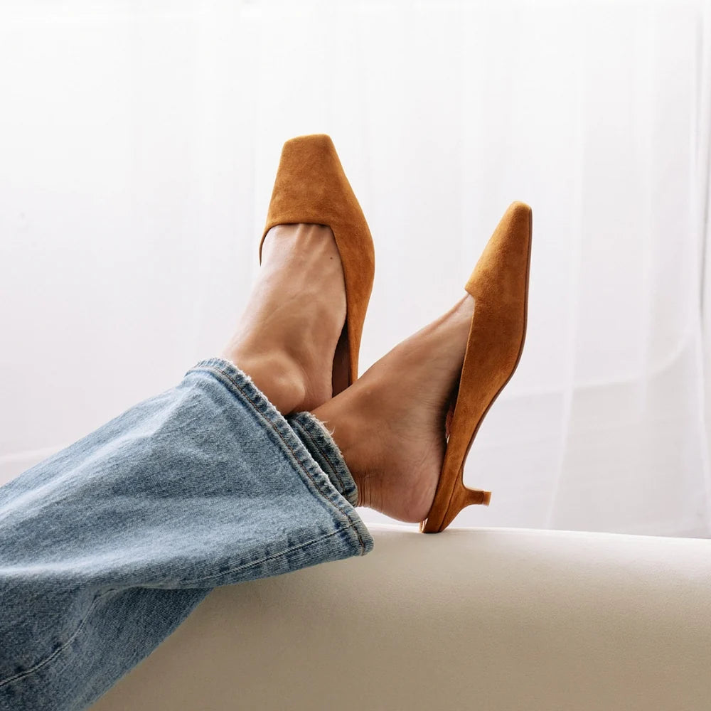 Classy Heeled Mule - Tobacco