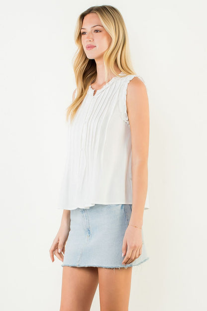 Sleeveless Ruffle Detail Top - Cream