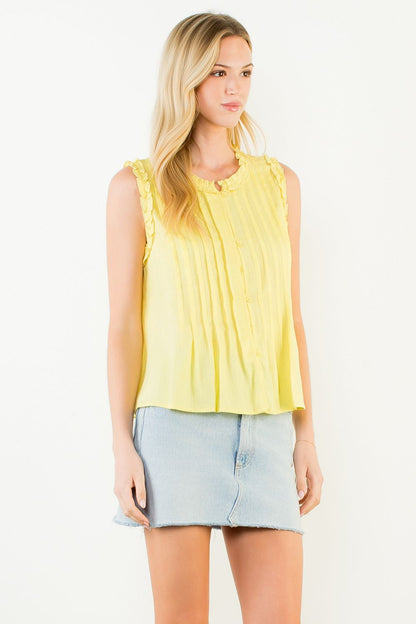 Sleeveless Ruffle Detail Top - Yellow