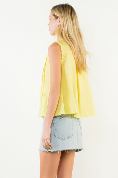 Sleeveless Ruffle Detail Top - Yellow