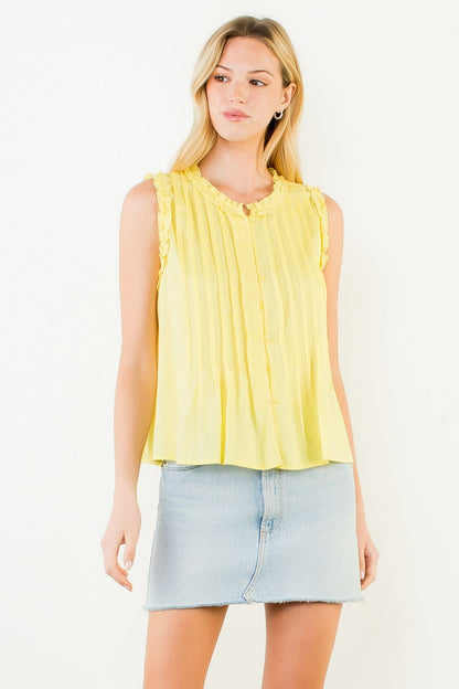Sleeveless Ruffle Detail Top - Yellow