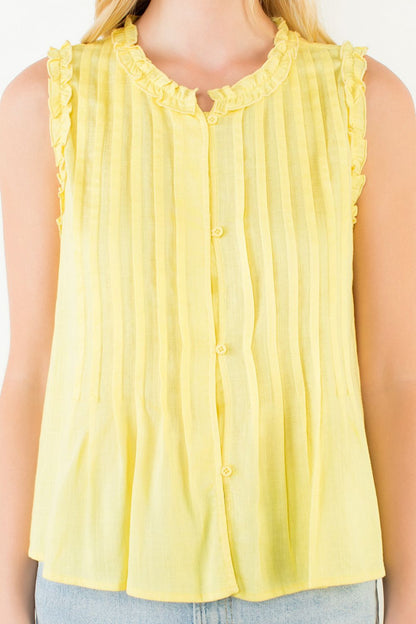 Sleeveless Ruffle Detail Top - Yellow