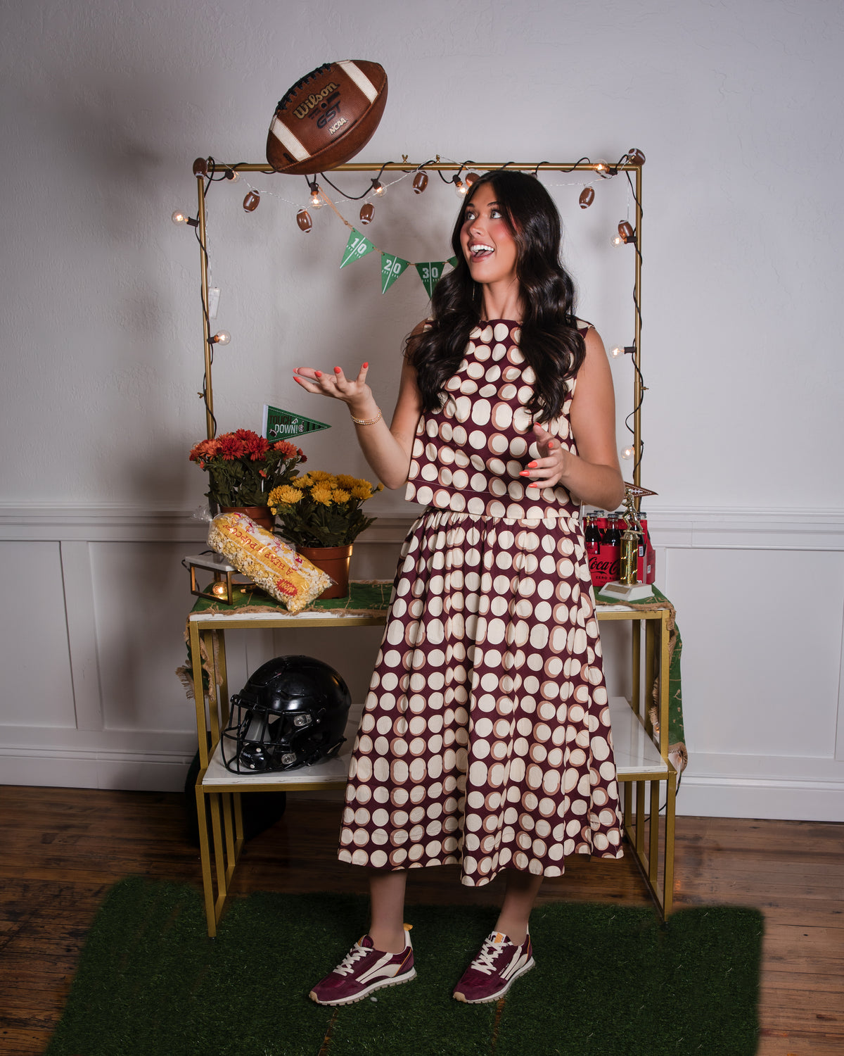 High Waisted Geometric Skirt - Brown