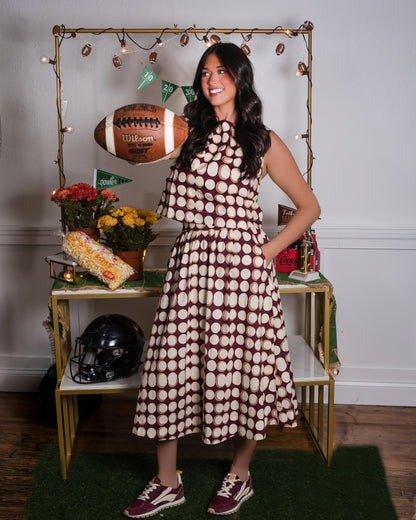 High Waisted Geometric Skirt - Brown