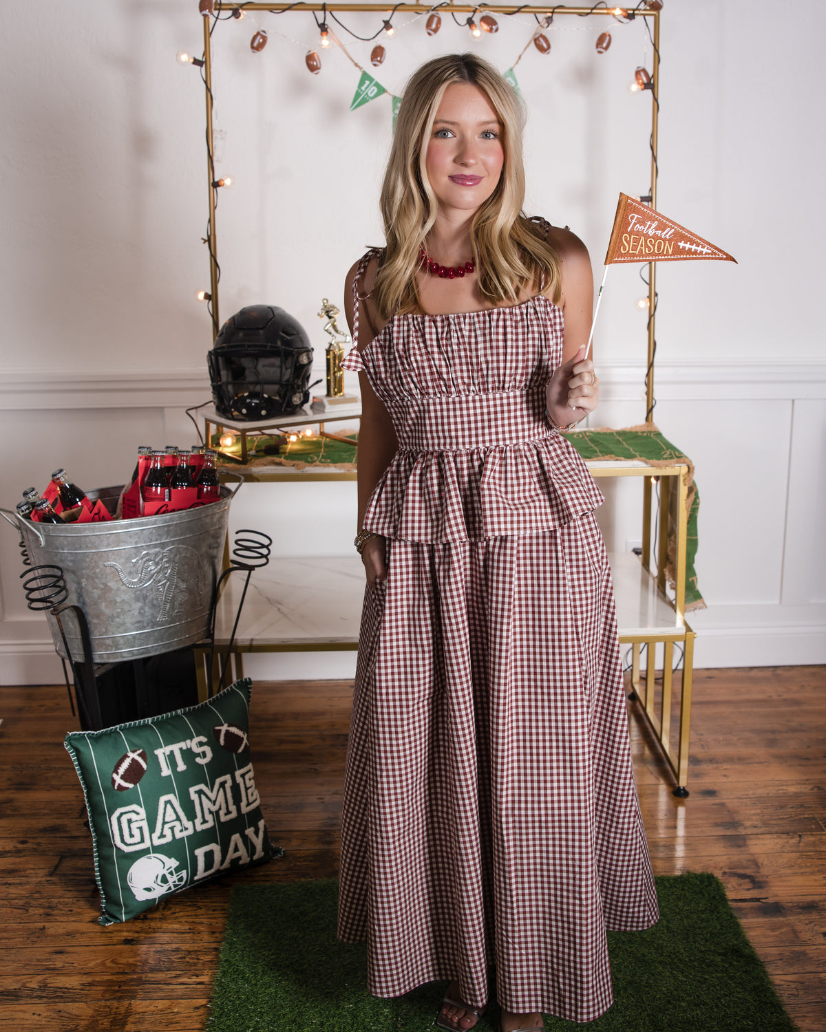 Betsy Dress - Costwold Check Rust