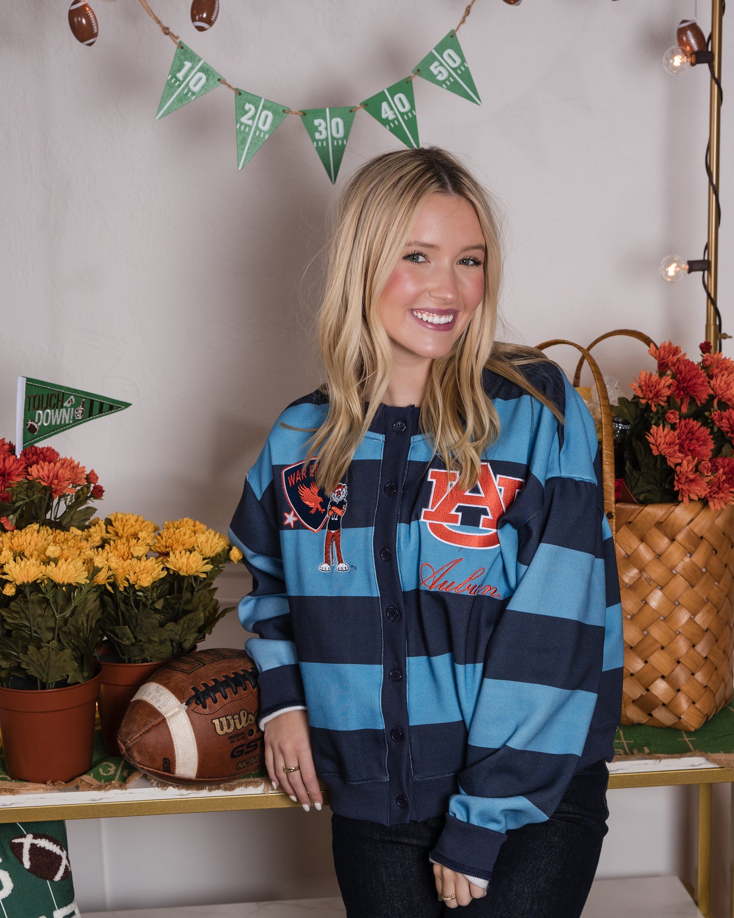 Playbook Patch Cardigan - Auburn