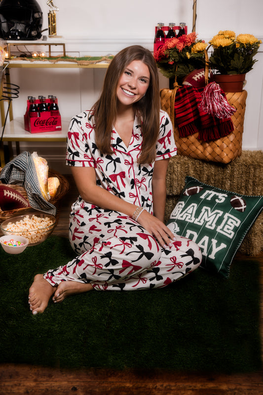 Charlotte Pajamas - Red/Black Bows