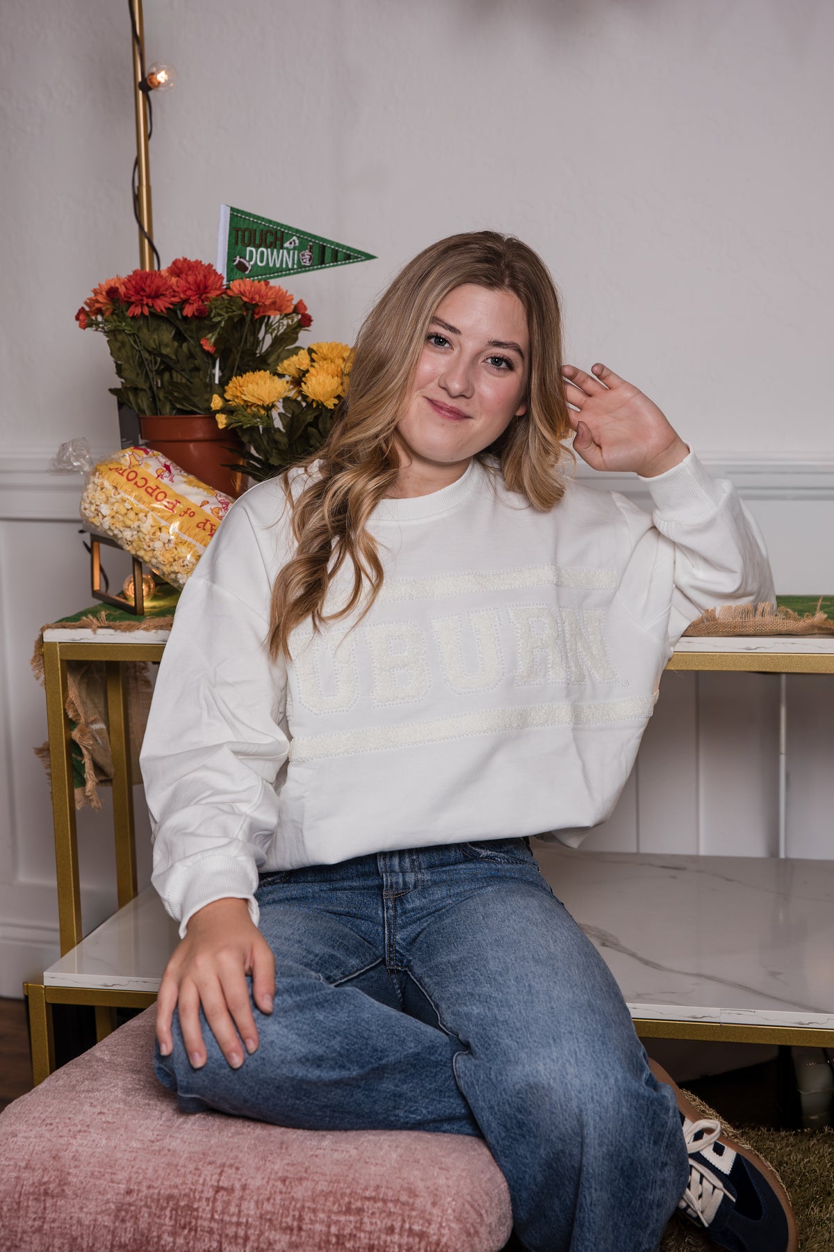 Sarah Sweatshirt - Auburn Varsity Stripe