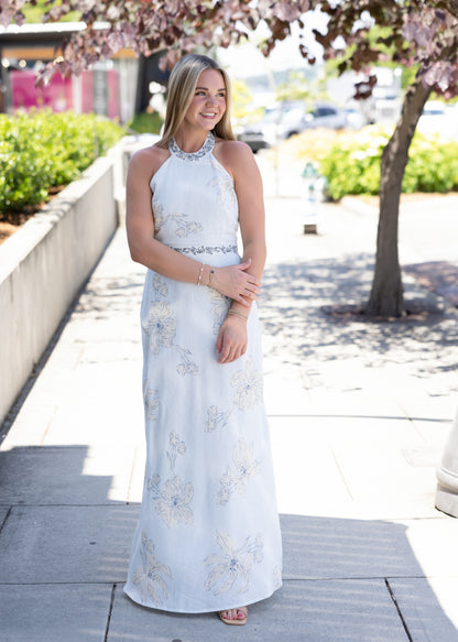 Riley Maxi Dress - Pale Blue Floral