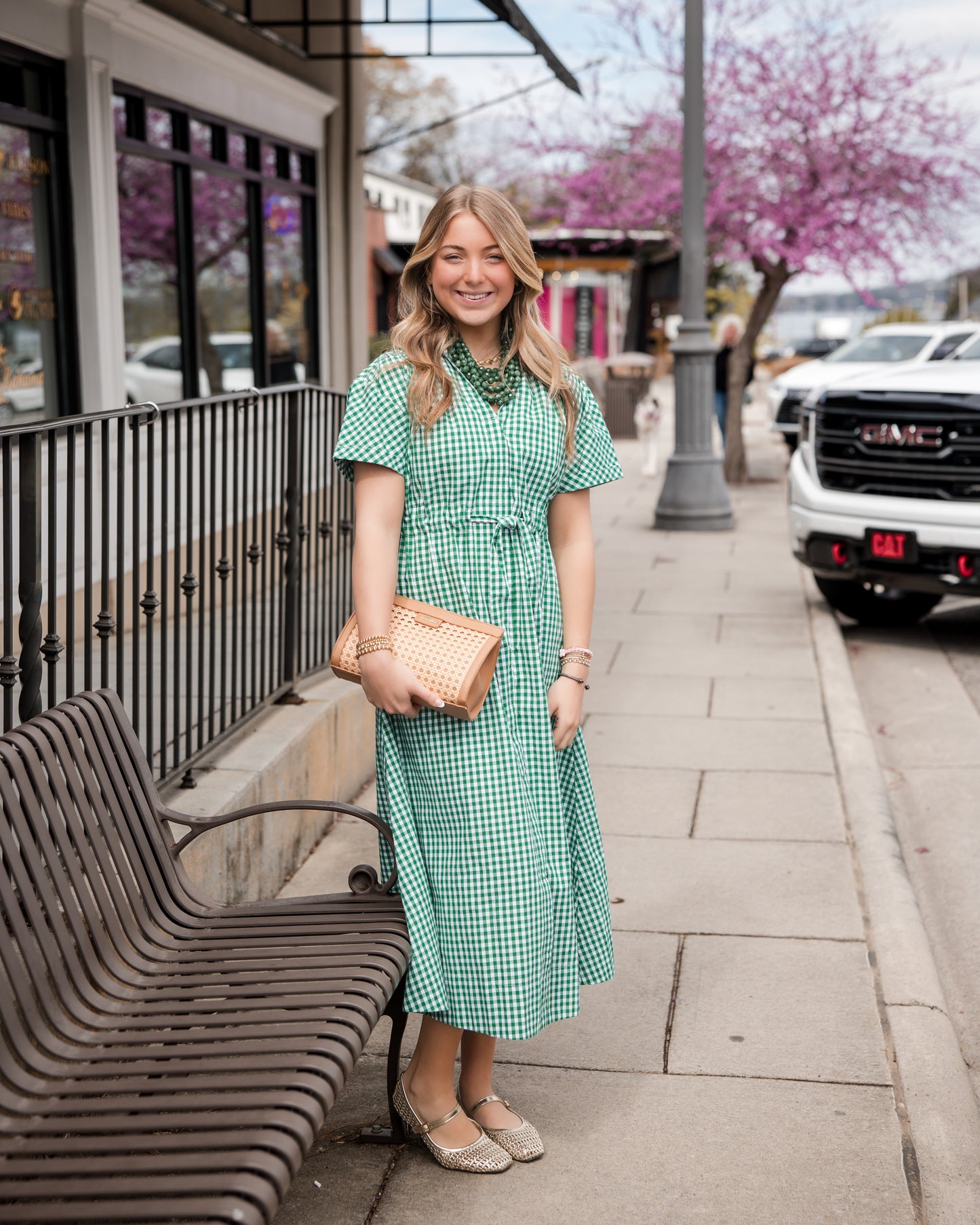Bria Dress - Green/White Gingham