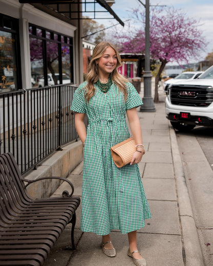 Bria Dress - Green/White Gingham