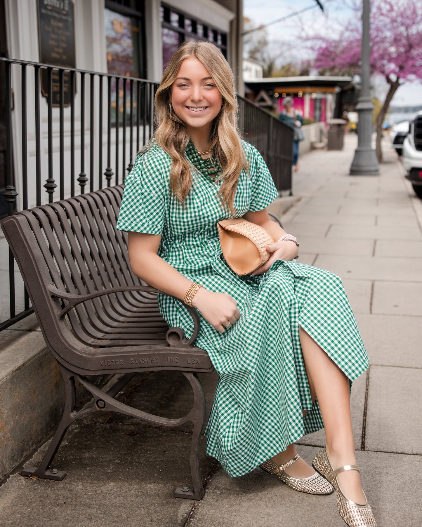 Bria Dress - Green/White Gingham